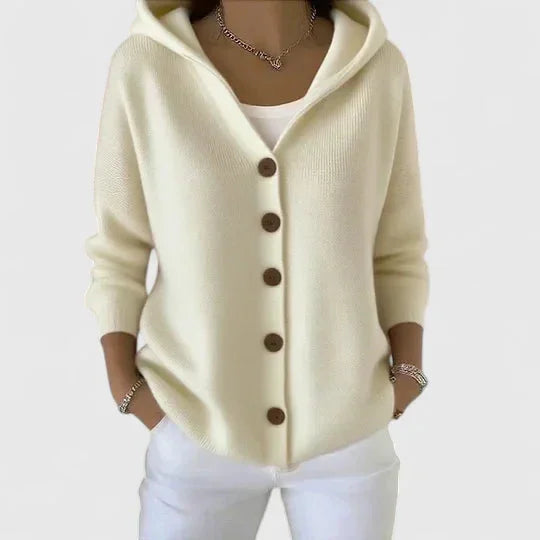Women's Knit Pink Hooded Cardigan Sweater – Button-Front Closure