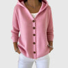 Women's Knit Pink Hooded Cardigan Sweater – Button-Front Closure
