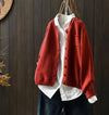 Women's Knit Relaxed Fit Crew Neck Cardigan Sweater – Button Front And Chest Pocket