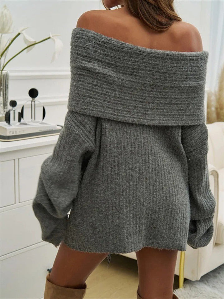 Women's Jumper – Off-Shoulder Ribbed Knit