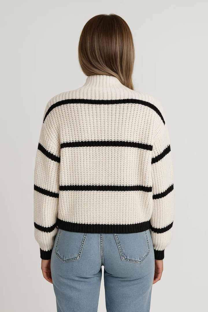 Women's Jumper – Striped Mock Neck Knit