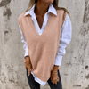 Women's Knitted Vest – Oversized V-Neck