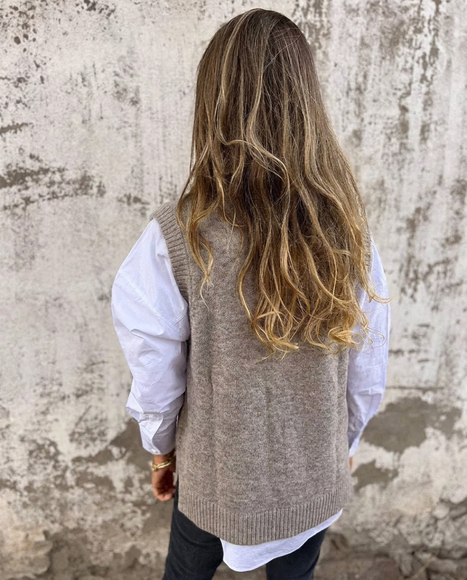 Women's Knitted Vest – Oversized V-Neck