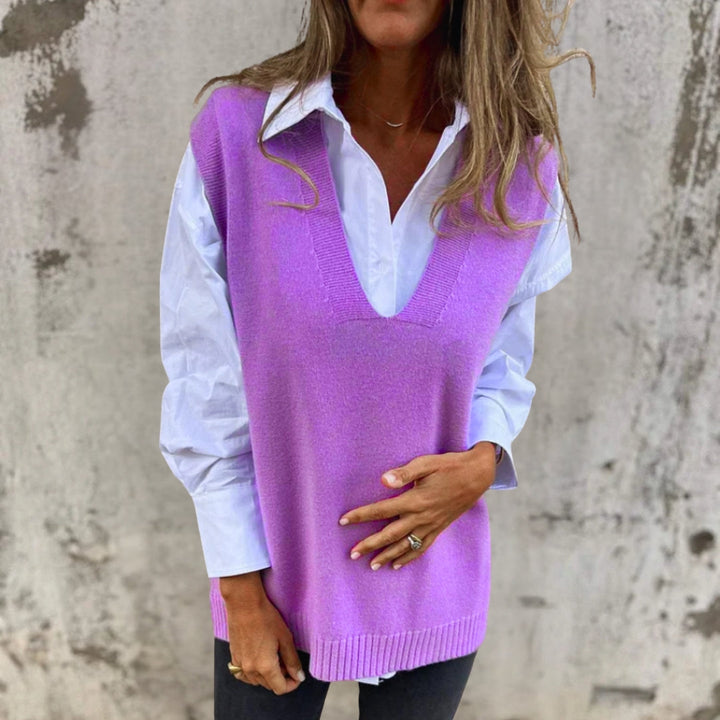 Women's Knitted Vest – Oversized V-Neck