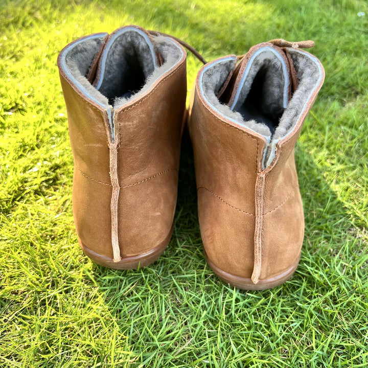 Women's Leather Casual Ankle Boots – Lace-Up Closure And Round Toe