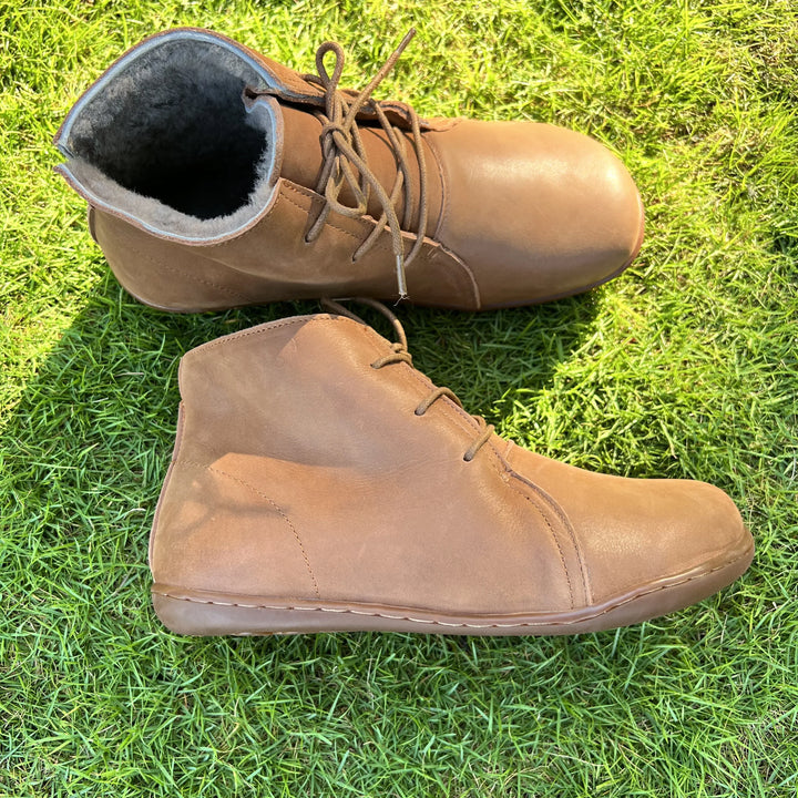 Women's Leather Casual Ankle Boots – Lace-Up Closure And Round Toe