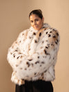 Women's Coat – Leopard Print Cropped Faux Fur