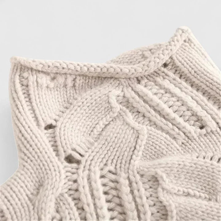 Women's Light Blue Cable Knit Sweater – Turtleneck Long Sleeves Relaxed Fit