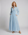 Women's Lightweight Button Front Maxi Shirt Dress – Relaxed Flowy Silhouette in Light Blue | Invictora.com