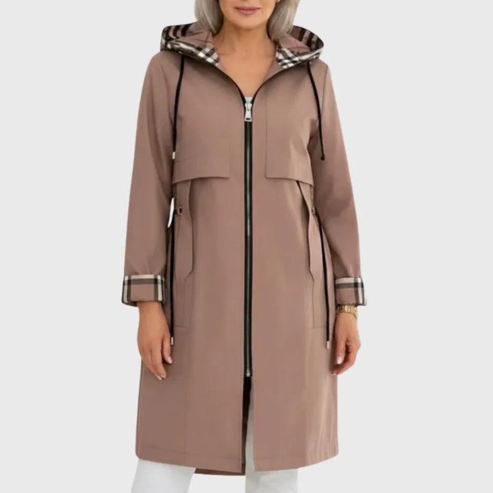 Women's Lightweight Plaid-Lined Hooded Parka – Full-Zip Front