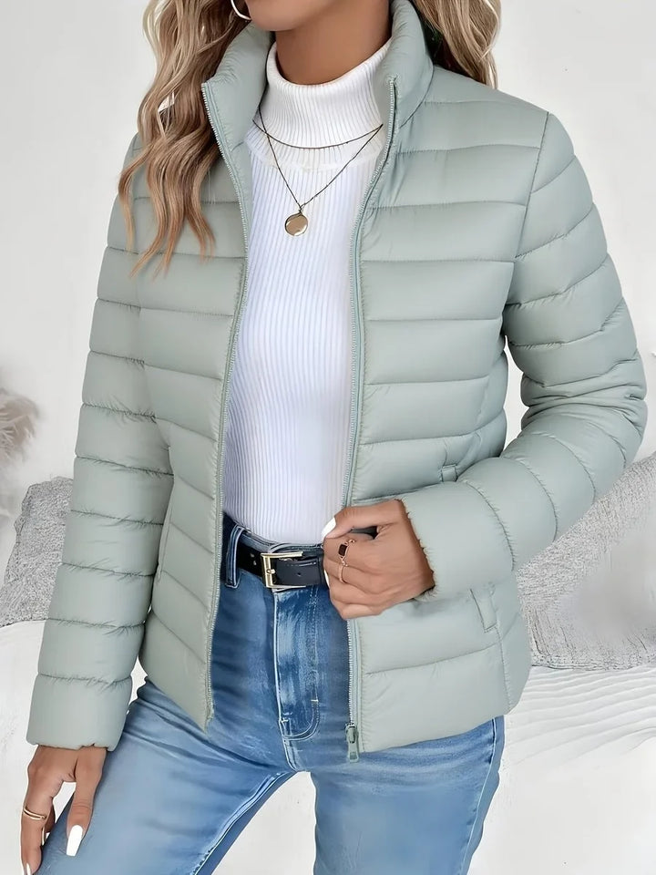 Women's Lightweight Quilted Puffer Coat Stand Collar Zip-Up Jacket