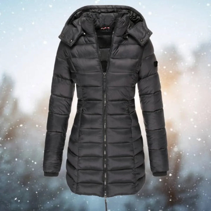 Women's Long Hooded Puffer Quilted Jacket Zip-Up Winter Coat