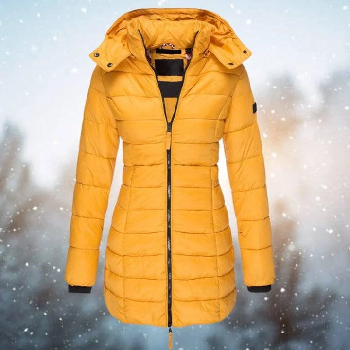 Women's Long Hooded Puffer Quilted Jacket Zip-Up Winter Coat
