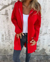 Women's Long-Sleeve Hooded Mid-Length Cardigan – Full Zip And Zipper Pockets