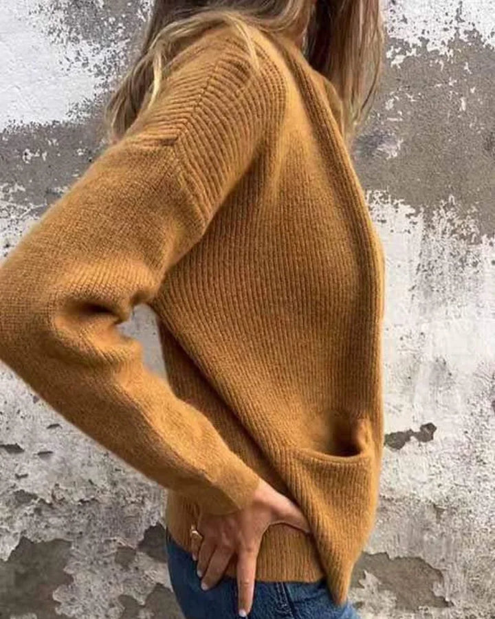 Women's Long Sleeve Ribbed Knit Cardigan Sweater – Full-Zip Closure And Pockets