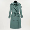 Women's Longline Belted Trench Coat – Double-Breasted Closure