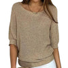 Women's Loose-Fit Knit Sweater – Boat Neck And 3/4 Dolman Sleeves
