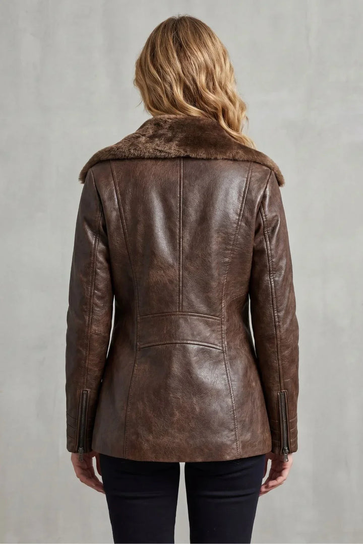 Women's Luxurious Shearling-Lined Leather Jacket