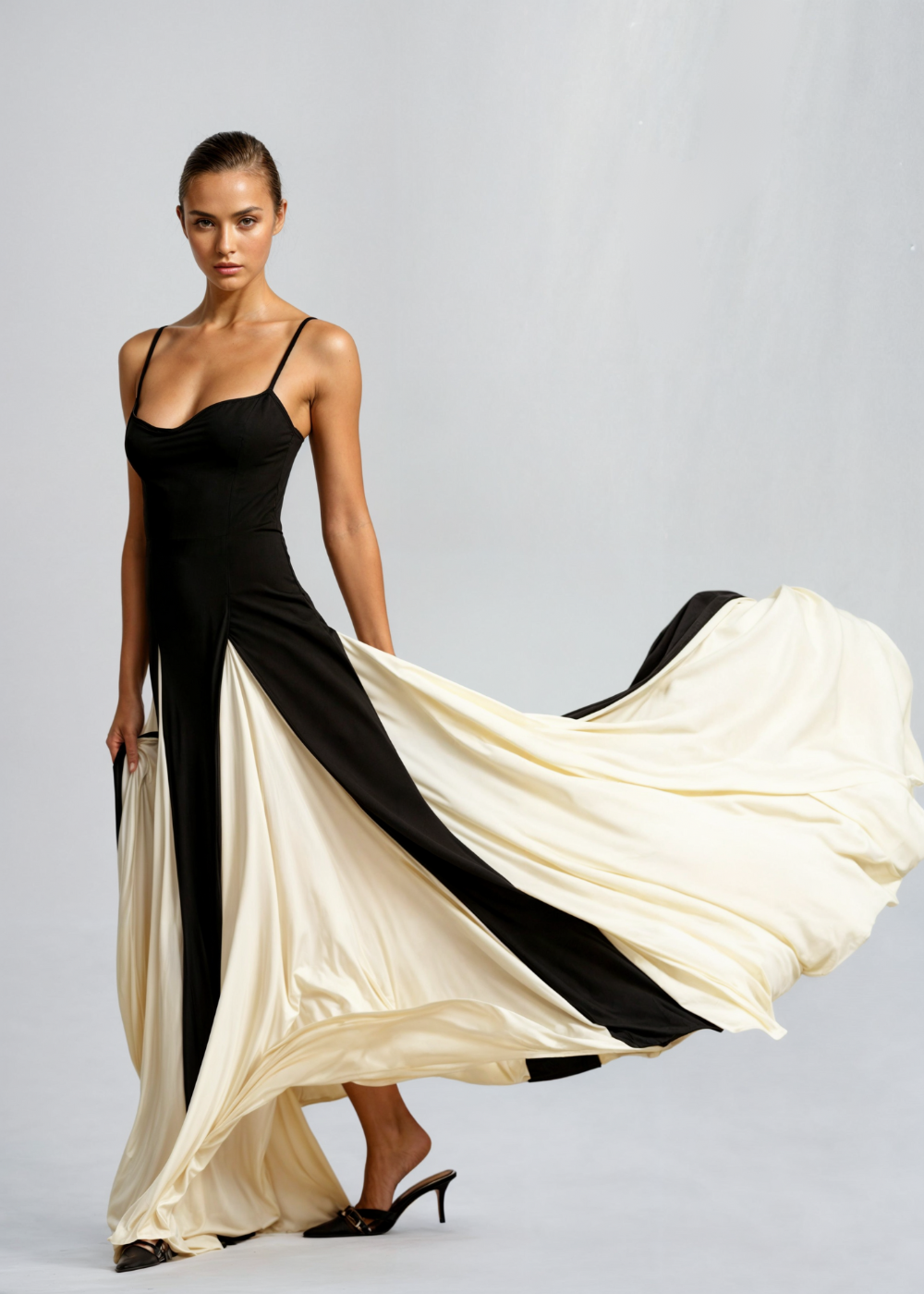 Women's Maxi Cocktail Dress - Sculpted Top & Flowing Skirt product image | Invictora.com