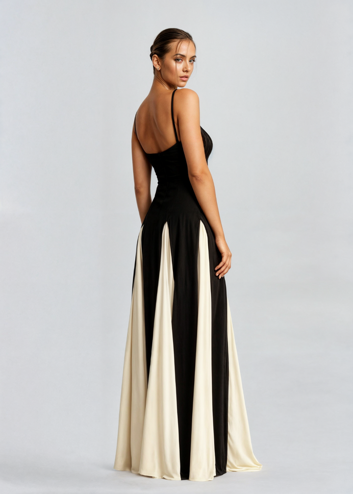 Women's Maxi Cocktail Dress - Sculpted Top & Flowing Skirt product image | Invictora.com