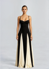 Women's Maxi Cocktail Dress – Sculpted Top & Flowing Skirt in Black/white | Invictora.com