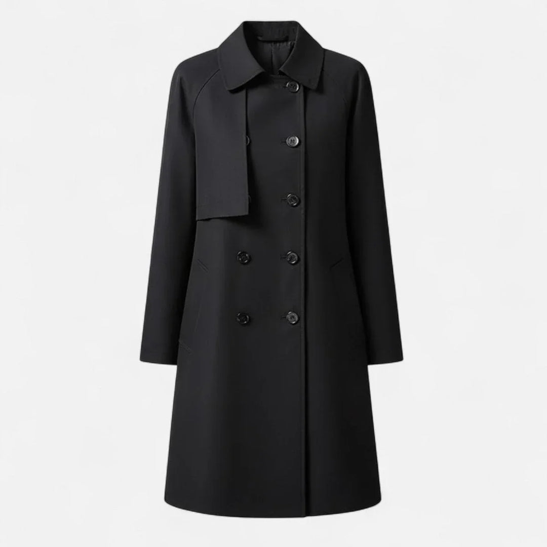 Women's Mid-Length Wool-Blend Double-Breasted Trench Coat