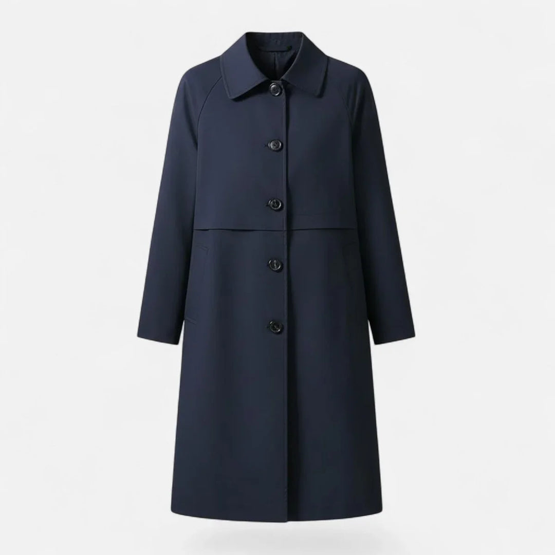 Women's Mid-Length Wool-Blend Double-Breasted Trench Coat