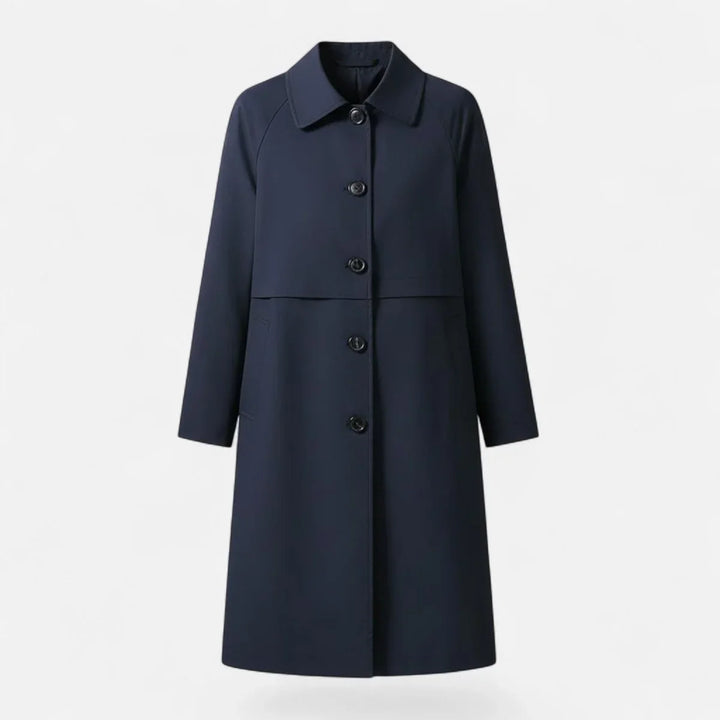 Women's Mid-Length Wool-Blend Double-Breasted Trench Coat