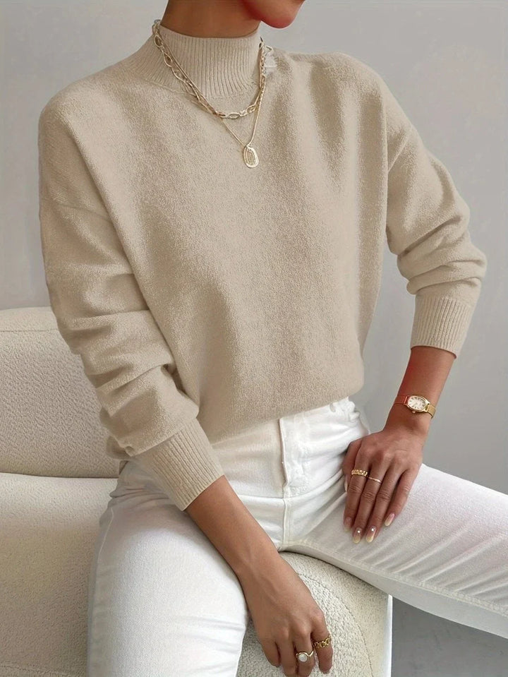 Women's Mock Neck Relaxed-Fit Knit Turtleneck Sweater
