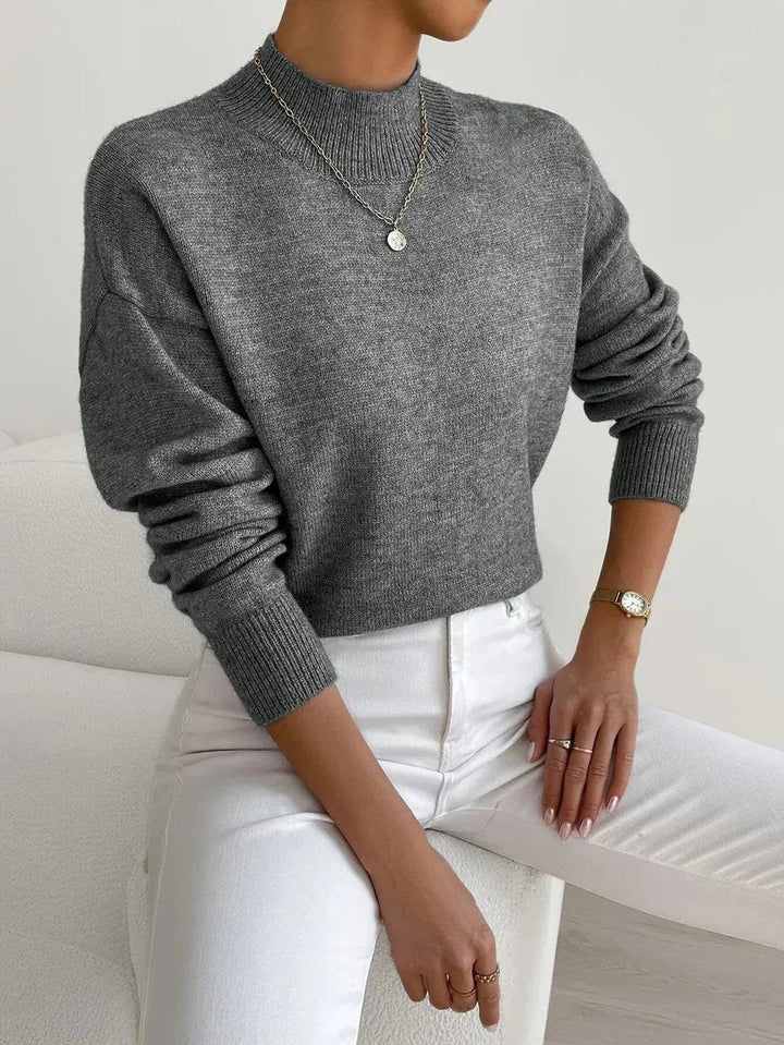 Women's Mock Neck Relaxed-Fit Knit Turtleneck Sweater