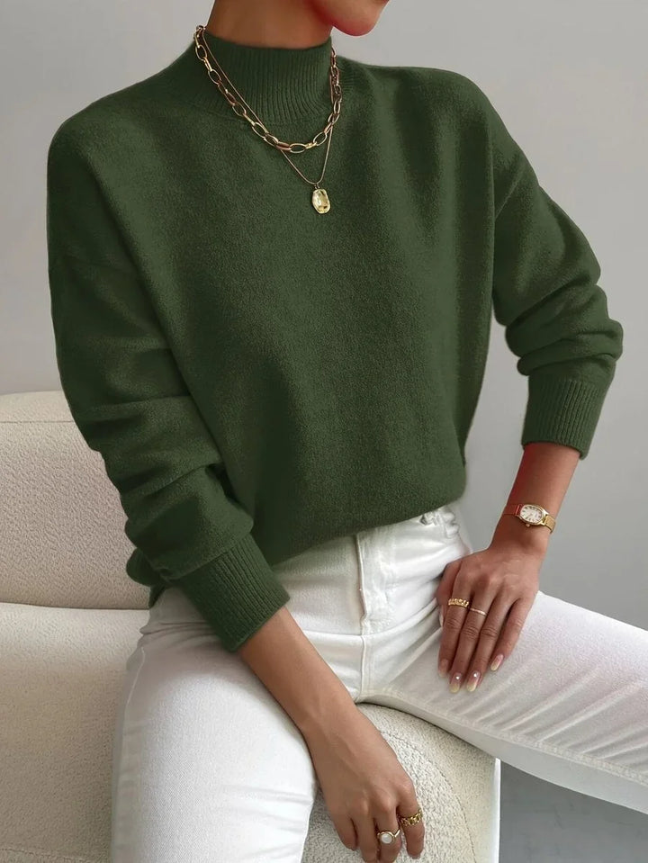 Women's Mock Neck Relaxed-Fit Knit Turtleneck Sweater
