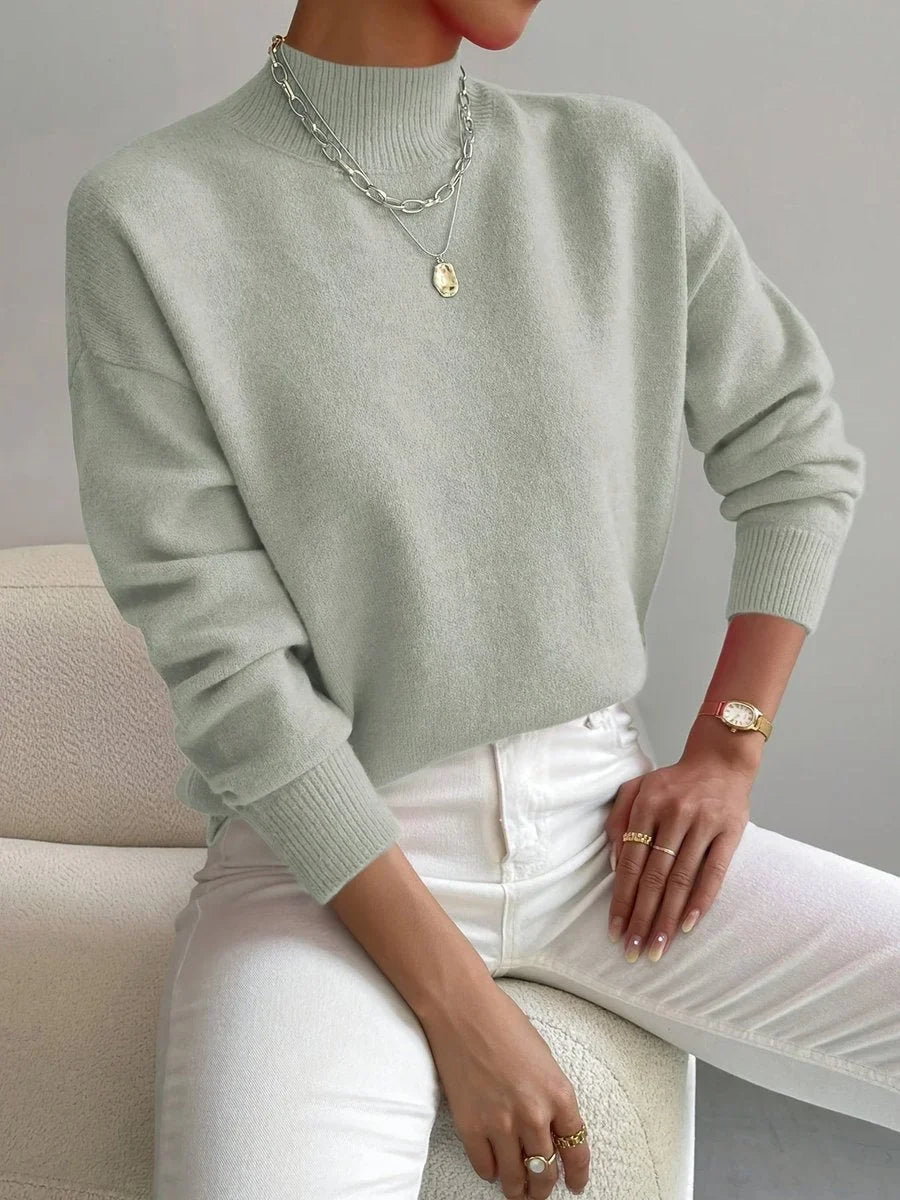 Women's Mock Neck Relaxed-Fit Knit Turtleneck Sweater