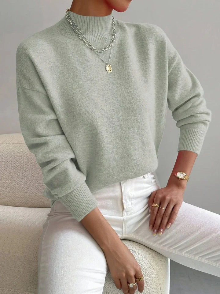 Women's Mock Neck Relaxed-Fit Knit Turtleneck Sweater