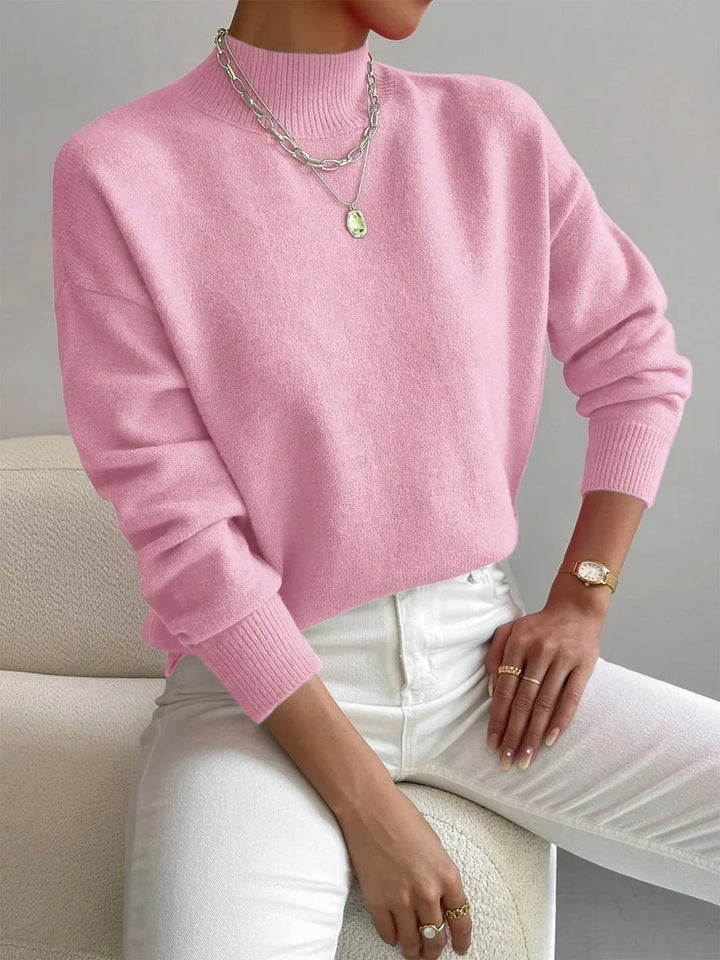Women's Mock Neck Relaxed-Fit Knit Turtleneck Sweater
