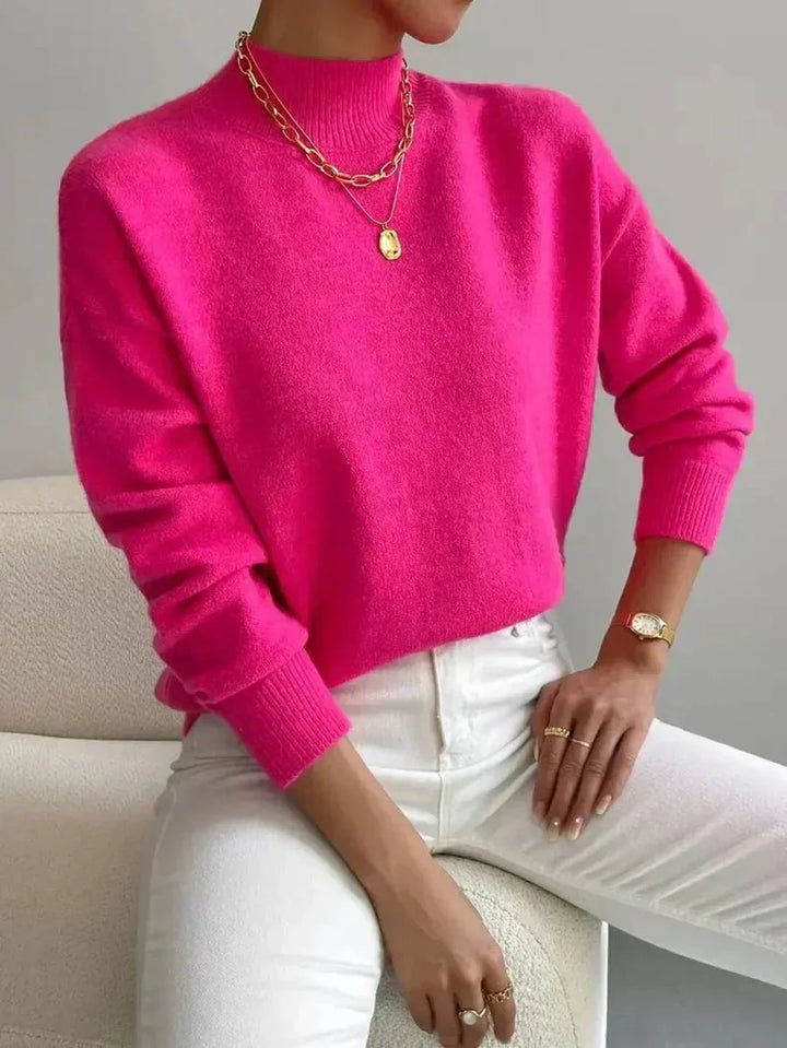 Women's Mock Neck Relaxed-Fit Knit Turtleneck Sweater