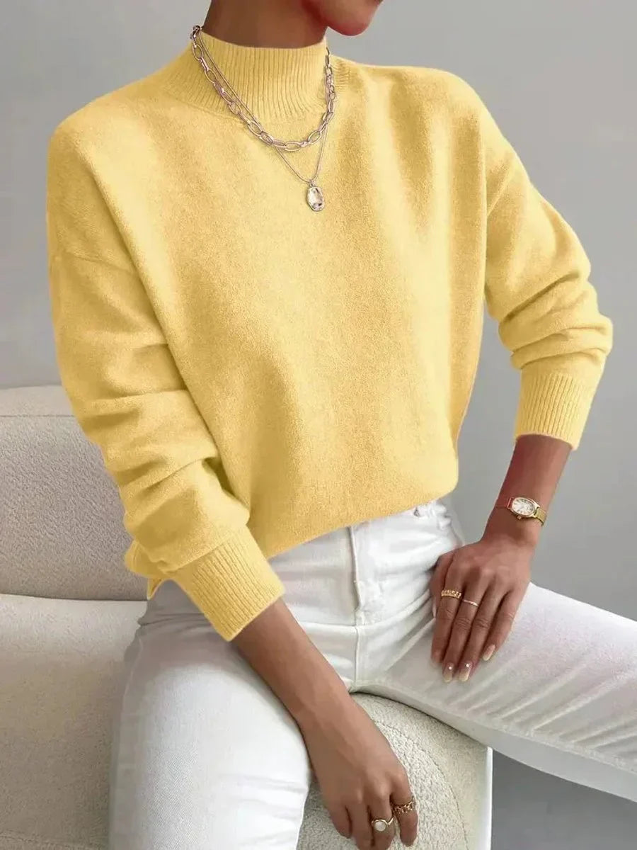 Women's Mock Neck Relaxed-Fit Knit Turtleneck Sweater