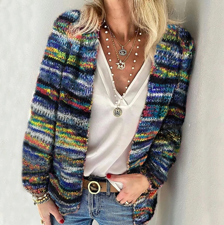 Women's Cardigan – Striped Open-Front Knit