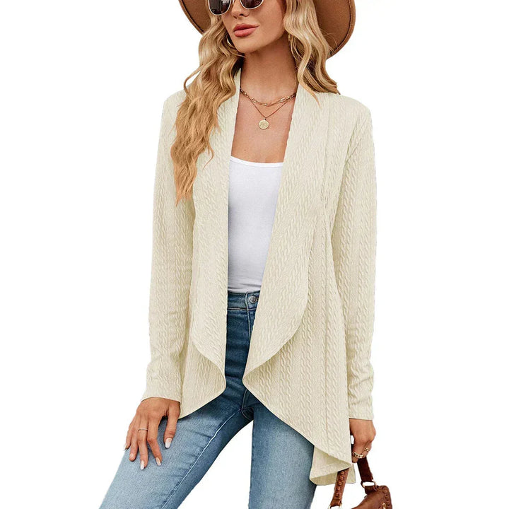 Women's Open-Front Textured Cardigan – Long Sleeves