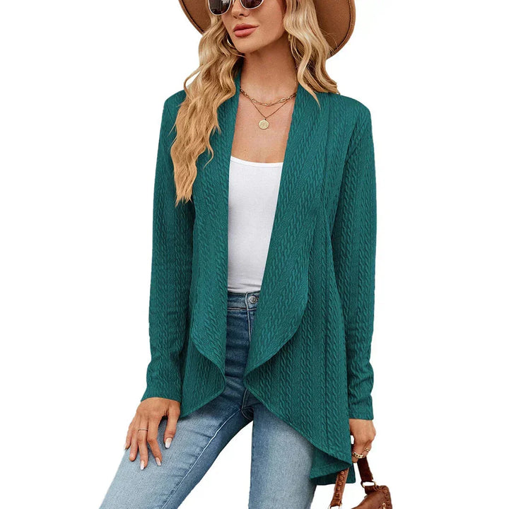 Women's Open-Front Textured Cardigan – Long Sleeves