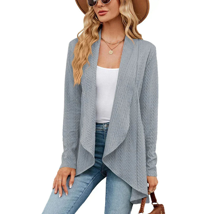 Women's Open-Front Textured Cardigan – Long Sleeves