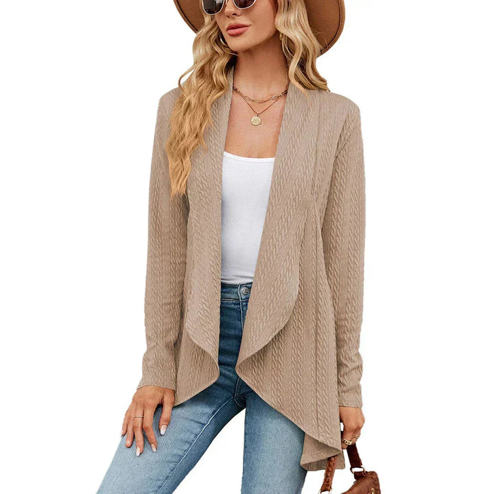 Women's Open-Front Textured Cardigan – Long Sleeves