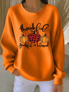 Women's Orange Ribbed Graphic Print Knit Sweater – Crew Neck Relaxed Fit