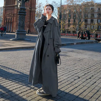 Women's Oversized Double-Breasted Long Trench Coat
