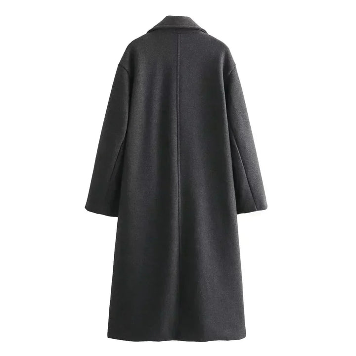 Women's Oversized Double-Breasted Wool Coat – Wide Lapel Design