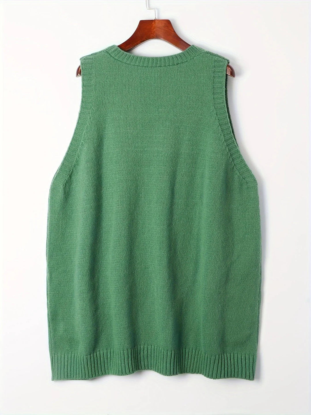 Women's Oversized Knit Vest – V-Neck Sleeveless Tunic Length And Patch Pockets