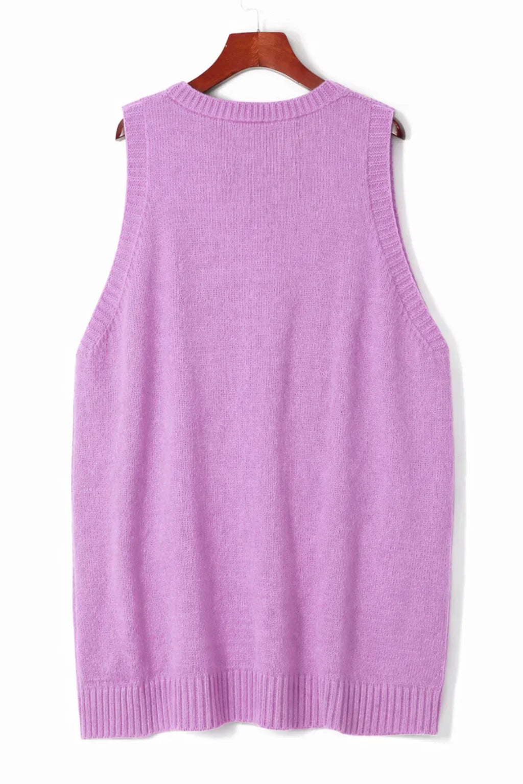 Women's Oversized Knit Vest – V-Neck Sleeveless Tunic Length And Patch Pockets