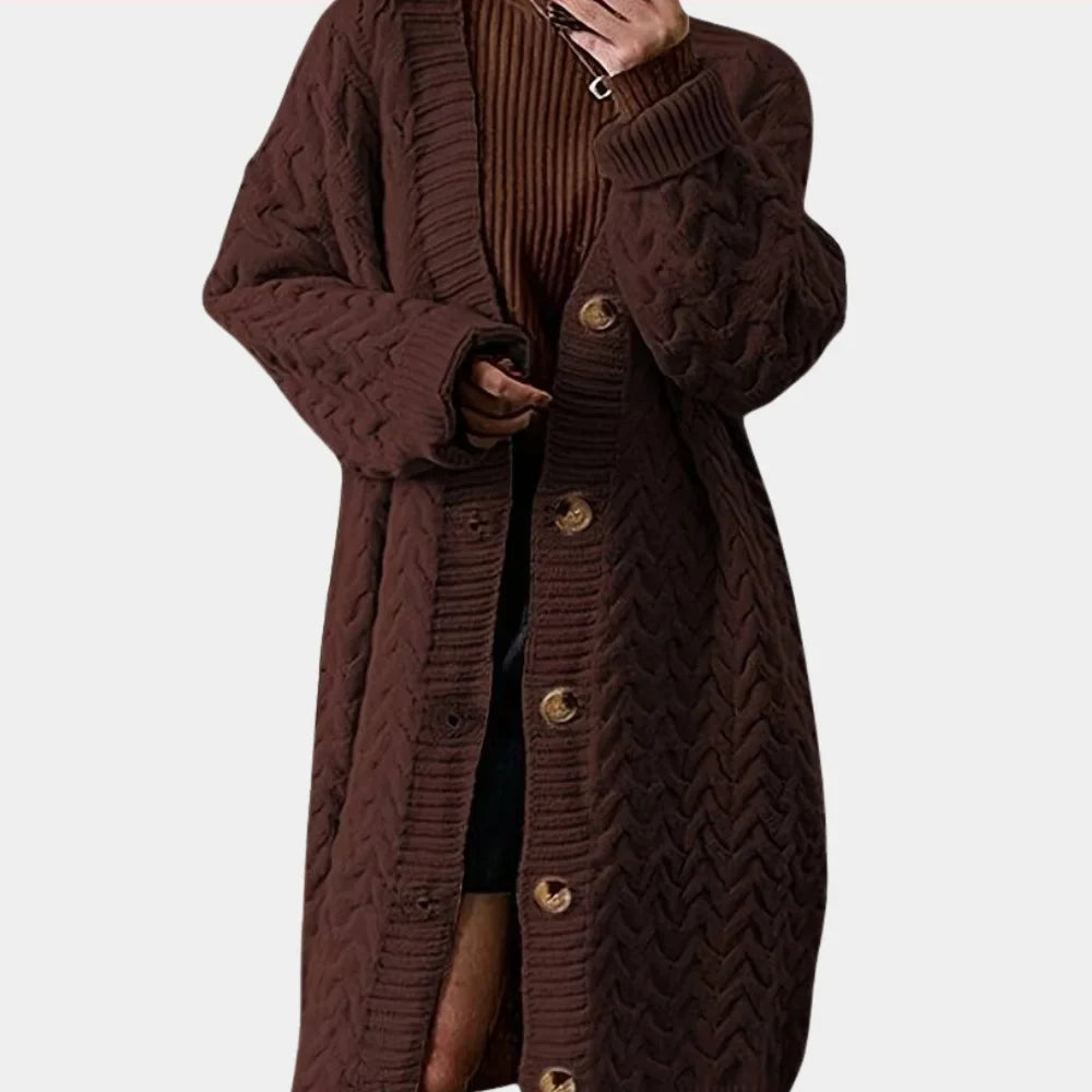 Women's Knitwear Oversized Long Button-Front Cardigan