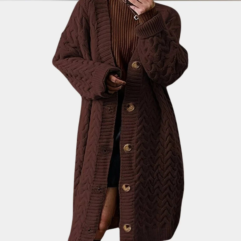 Women's Knitwear Oversized Long Button-Front Cardigan