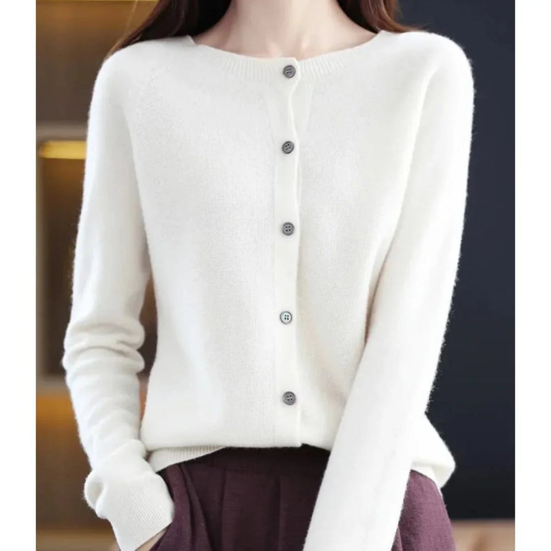 Women's Oversized Merino Wool Button-Front Knit Cardigan