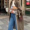 Women's Oversized Plaid-Lined Long Trench Coat